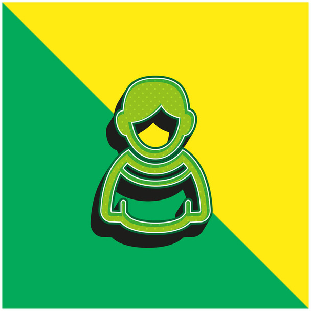 Boy Green and yellow modern 3d vector icon logo - Vector, Image