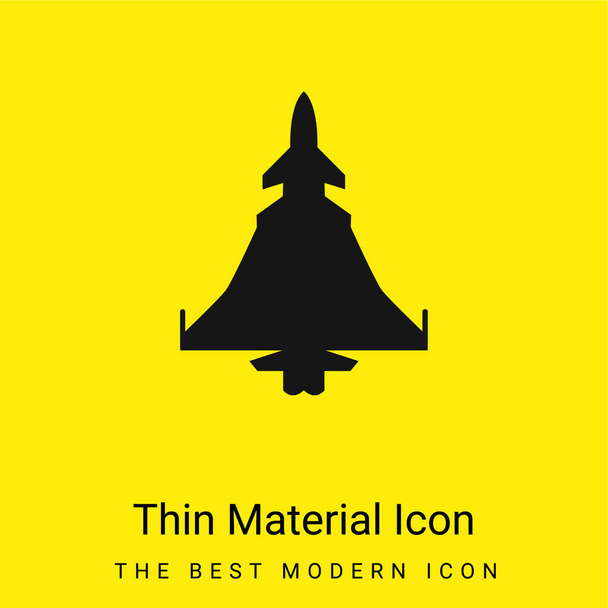 Силуэт самолета армии минимальный ярко-желтый иконка материала - Вектор,изображение