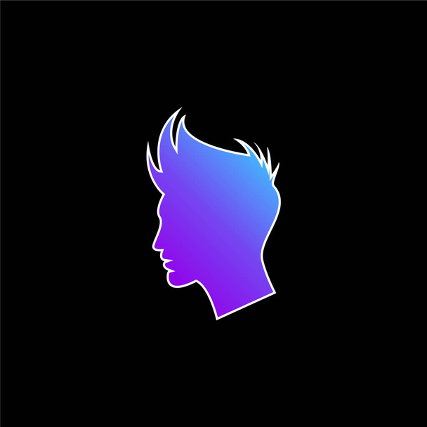 Boy Hair Shape ícone vetor gradiente azul - Vetor, Imagem