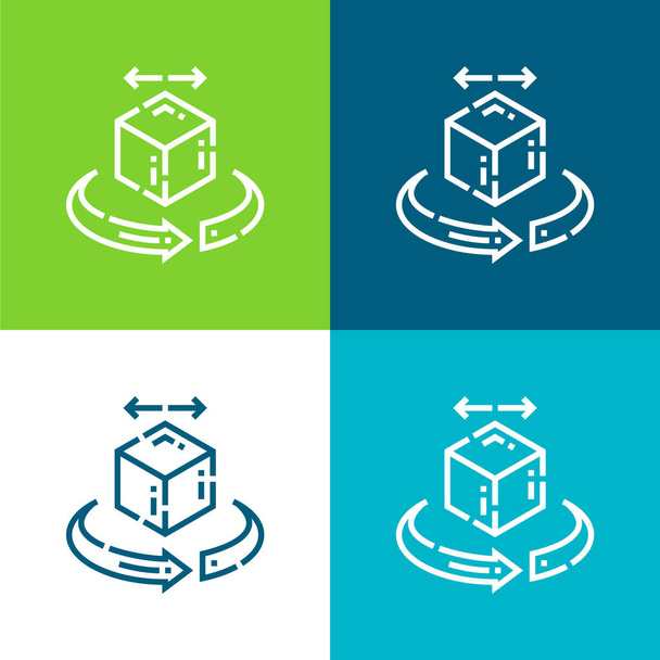 3d Set di icone minime a quattro colori piatti - Vettoriali, immagini
