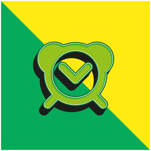 Relógio de alarme Verde e amarelo moderno logotipo vetor 3d ícone - Vetor, Imagem