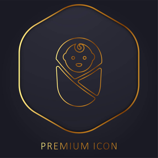 Logotipo premium de línea dorada bebé o icono - Vector, Imagen