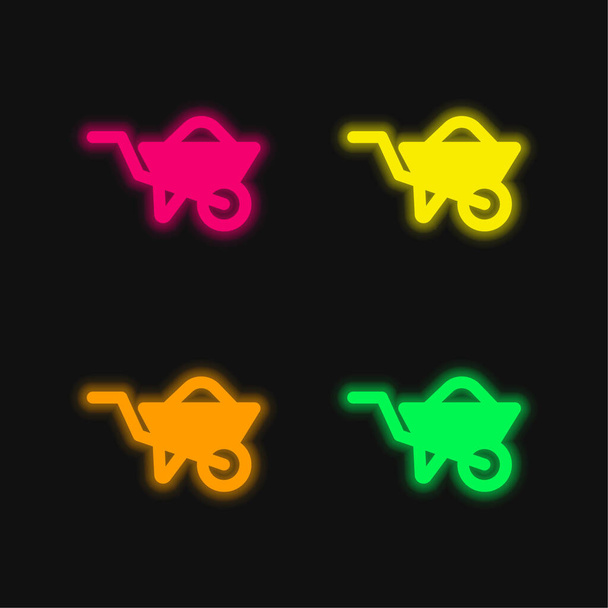 Barrow cztery kolory świecące neon wektor ikona - Wektor, obraz