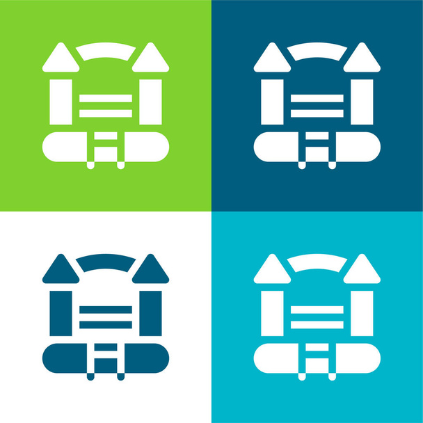 Castello rimbalzante Set di icone minimali a quattro colori piatti - Vettoriali, immagini
