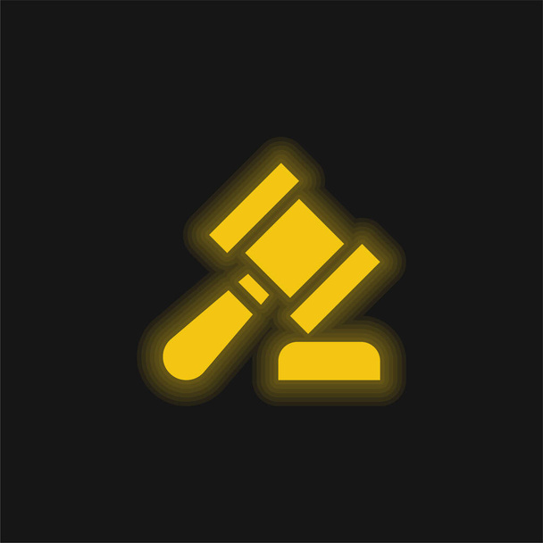 Subasta amarillo brillante icono de neón - Vector, imagen