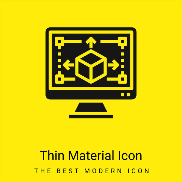 Modelado 3d mínimo icono de material amarillo brillante - Vector, imagen