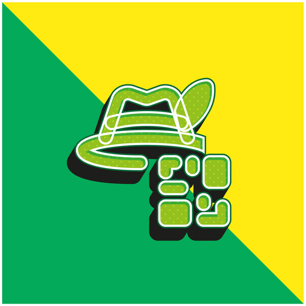 Código de barras verde y amarillo moderno vector 3d icono logo - Vector, imagen