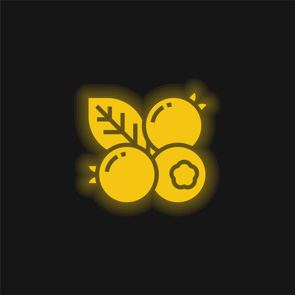 Blueberry yellow glowing neon icon - Vector, Image