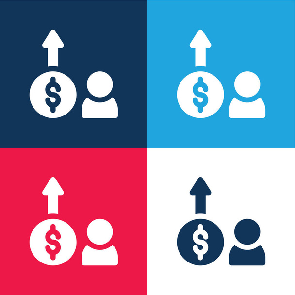 Benefits blue and red four color minimal icon set - Vector, Image