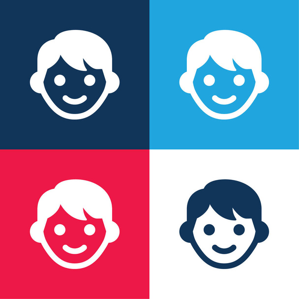 Chlapec modrá a červená čtyři barvy minimální ikona nastavena - Vektor, obrázek