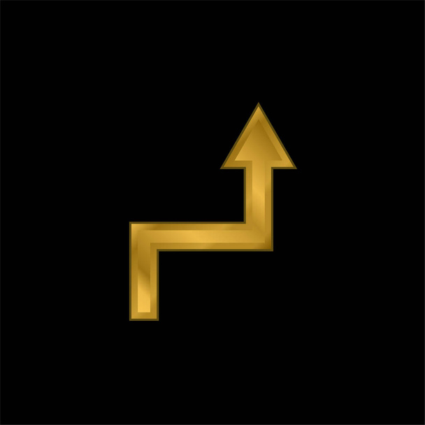 Flecha chapado en oro icono metálico o logo vector - Vector, Imagen