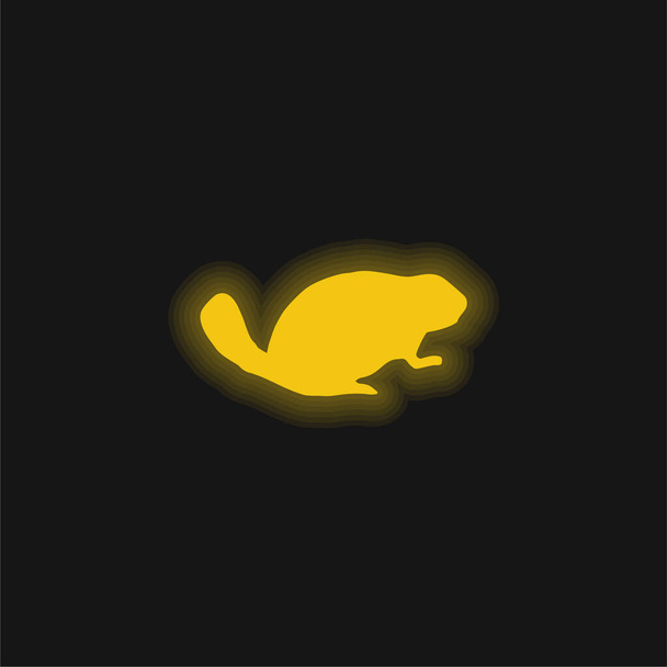 Beaver savec Tvar zvířete žlutá zářící neon ikona - Vektor, obrázek
