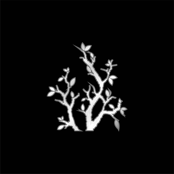 Gałęzie z liśćmi posrebrzana ikona metaliczna - Wektor, obraz
