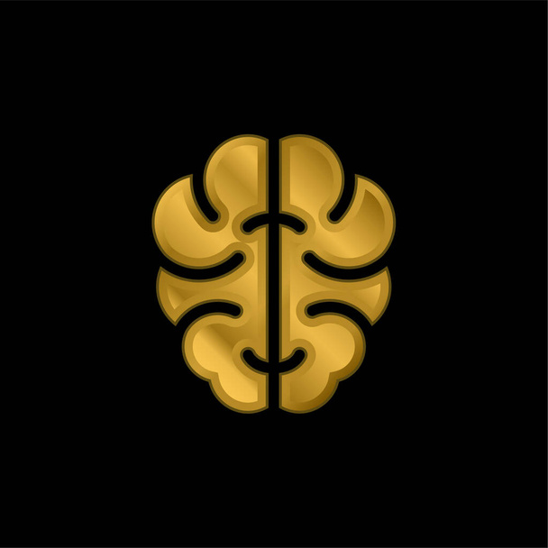Cerveau plaqué or icône métallique ou logo vecteur - Vecteur, image