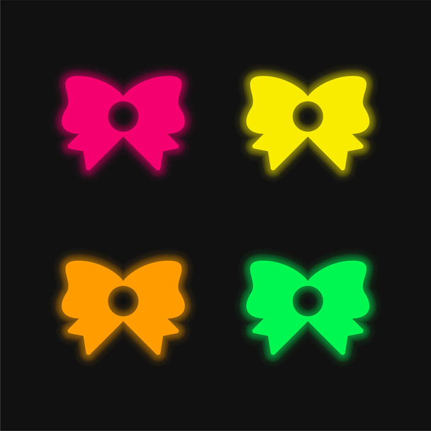 4色のネオンベクトルアイコンを弓 - ベクター画像