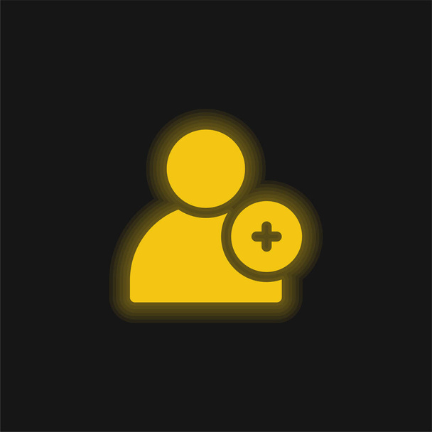 Add Friend yellow glowing neon icon - Vector, Image