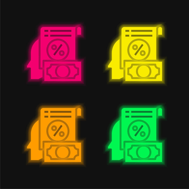 Λογιστική τεσσάρων χρωμάτων λαμπερό εικονίδιο διάνυσμα νέον - Διάνυσμα, εικόνα
