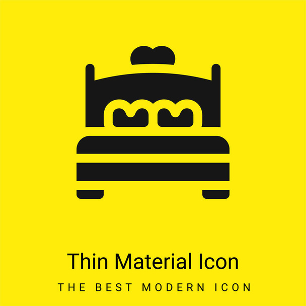 Bed minimal bright yellow material icon - Vector, Image