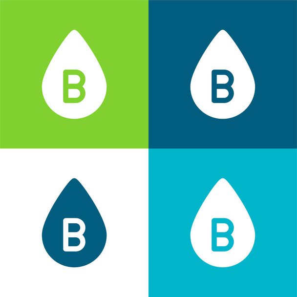 B Tipo de sangre Plano de cuatro colores mínimo icono conjunto - Vector, imagen