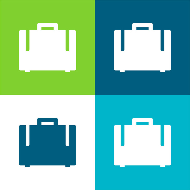 Schwarzer Koffer Flache vier Farben minimales Symbol-Set - Vektor, Bild