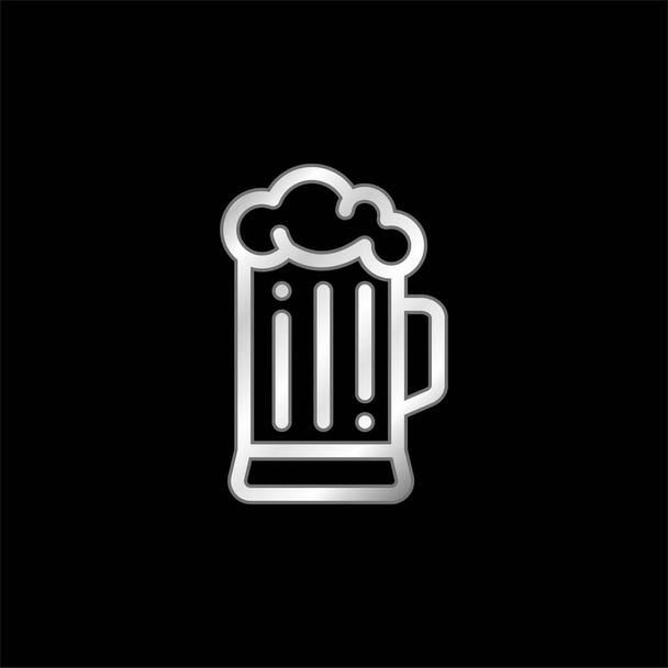Cerveza plateado icono metálico - Vector, imagen