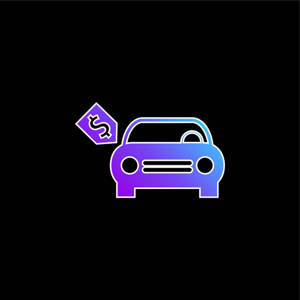 Brand New Car With Dollar Price Tag blue gradient vector icon - Vector, Image