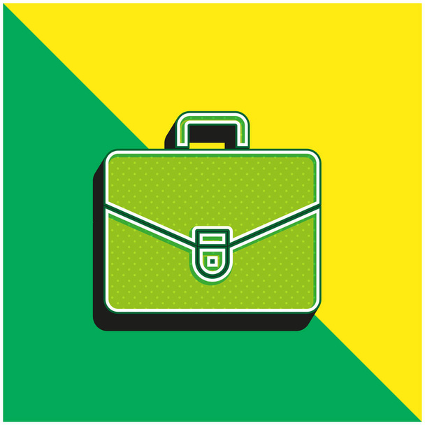 Evrak çantası Yeşil ve sarı modern 3d vektör simgesi logosu - Vektör, Görsel