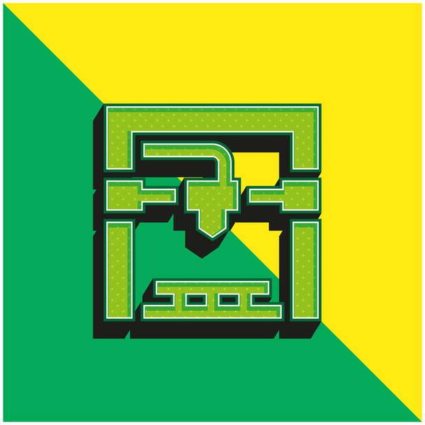 Imprimante 3d Logo vectoriel 3d moderne vert et jaune - Vecteur, image