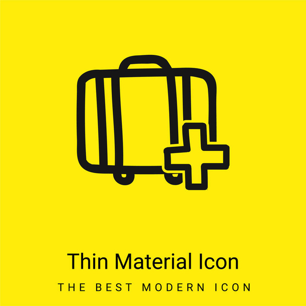 スーツケースの手描きのシンボルを追加最小限の明るい黄色の素材アイコン - ベクター画像