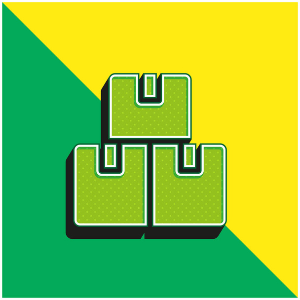 Doosjes Groen en geel modern 3D vector icoon logo - Vector, afbeelding