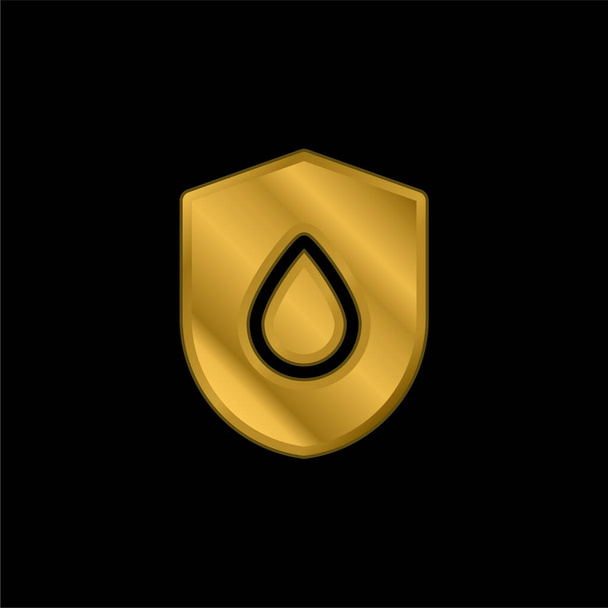 Blood Drop gold plated metalic icon or logo vector - Vector, Image