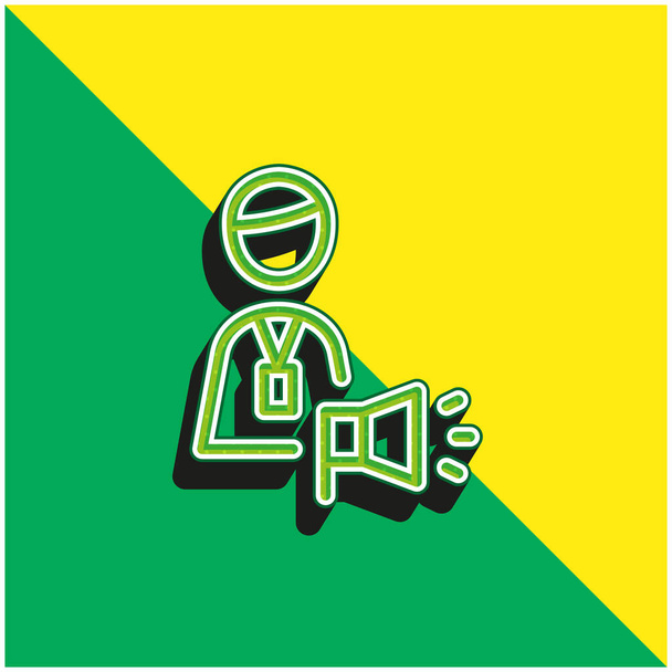 Reclamebureau Account Executive Groen en geel modern 3D vector pictogram logo - Vector, afbeelding