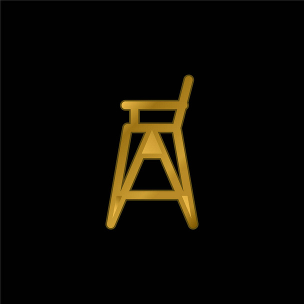 Babystuhl vergoldet metallisches Symbol oder Logo-Vektor - Vektor, Bild