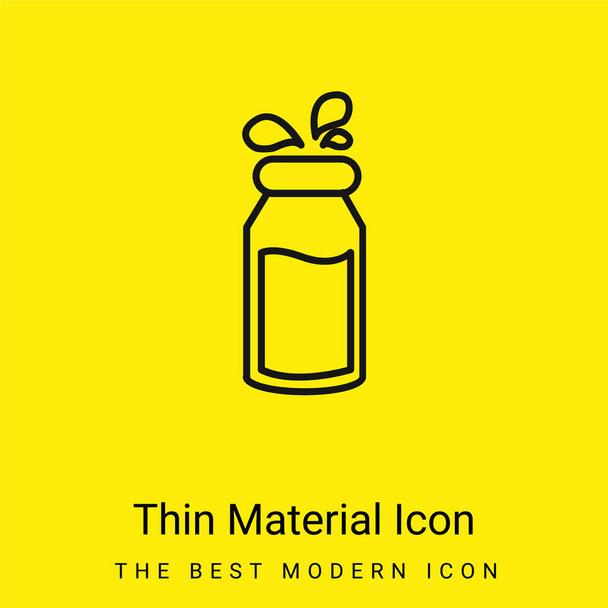 Botella de leche con gotitas mínimo icono de material amarillo brillante - Vector, imagen