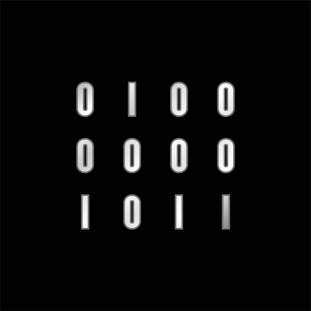 Numéros de données binaires icône métallique argentée - Vecteur, image