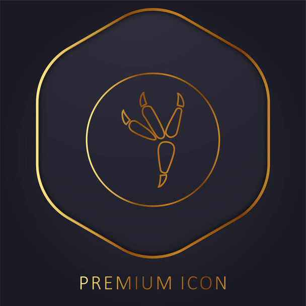 Bird Footprint On Circle golden line premium logo or icon - Vector, Image
