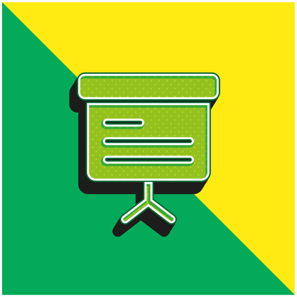 Blackboard Vihreä ja keltainen moderni 3d vektori kuvake logo - Vektori, kuva