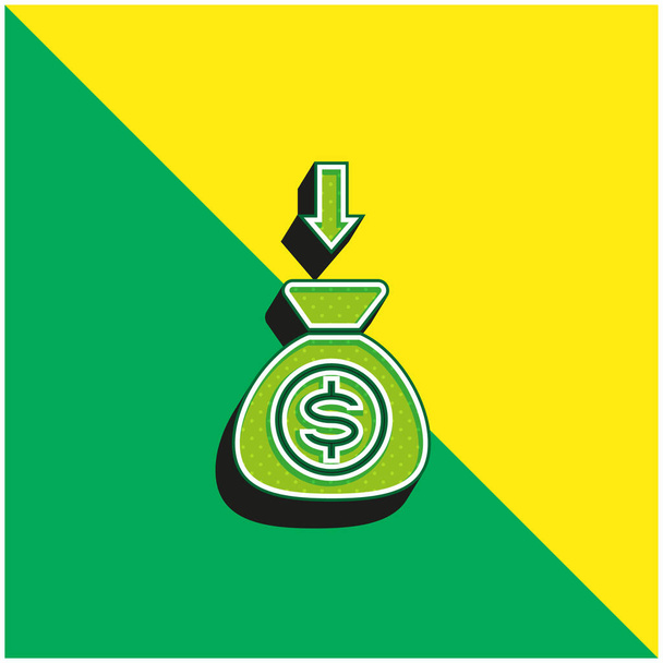 Flèches Vert et jaune icône vectorielle 3d moderne logo - Vecteur, image
