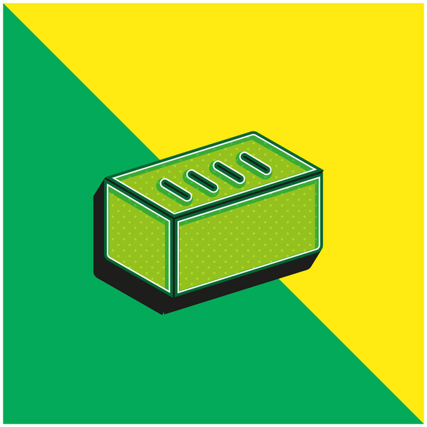 Tijolo Verde e amarelo moderno logotipo vetor 3d ícone - Vetor, Imagem