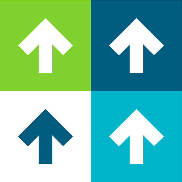 Flecha apuntando hacia arriba Plano de cuatro colores mínimo icono conjunto - Vector, imagen