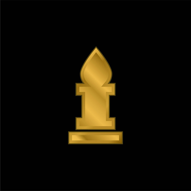 Bishop Chess Pezzo d'oro placcato icona metallica o logo vettore - Vettoriali, immagini