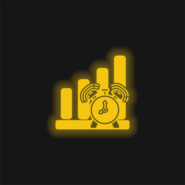 Riadó sárga izzó neon ikon - Vektor, kép
