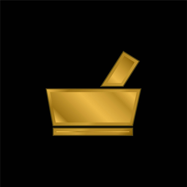 Bowl chapado en oro icono metálico o logo vector - Vector, Imagen