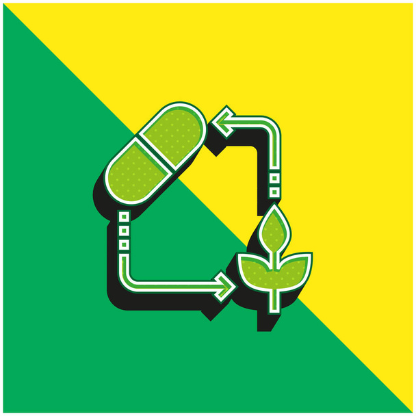 Medicina alternativa Logo moderno dell'icona vettoriale 3d verde e giallo - Vettoriali, immagini