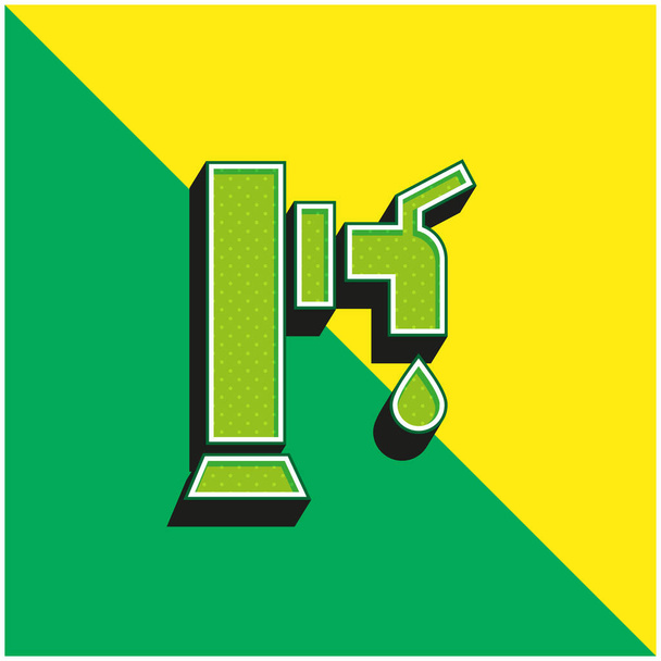 ビールタップグリーンと黄色のモダンな3Dベクトルアイコンのロゴ - ベクター画像