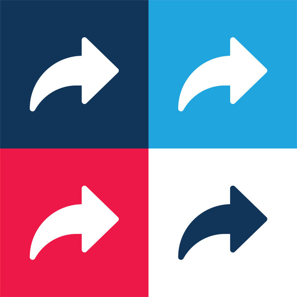 Pfeil blau und rot vier Farben minimalen Symbolsatz - Vektor, Bild