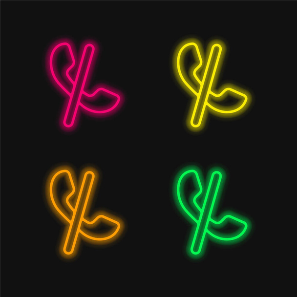Auricular Blocked Call Sign With A Slash four color glowing neon vector icon - Vector, Image