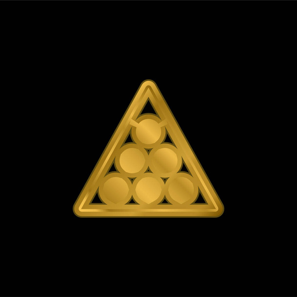 Billiards gold plated metalic icon or logo vector - Vector, Image