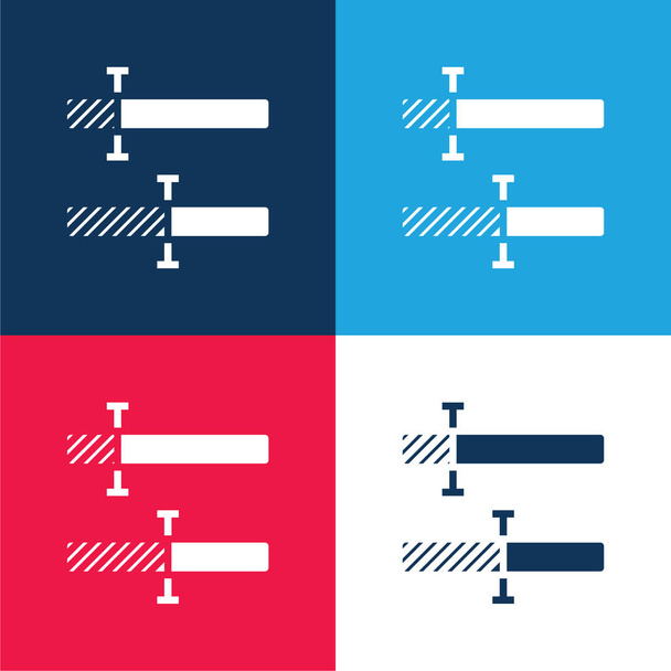 Diagramme à barres bleu et rouge ensemble d'icônes minimes quatre couleurs - Vecteur, image