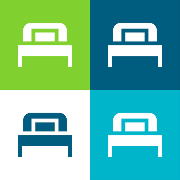 Bed Flat cztery kolory minimalny zestaw ikon - Wektor, obraz